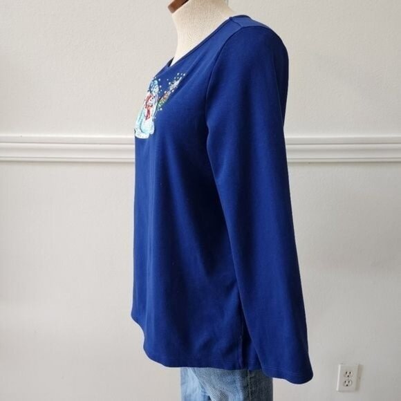 Quacker Factory Oh Holy Night Long Sleeve Top Crew Neck Long Sleeve T-Shirt - Picture 9 of 13